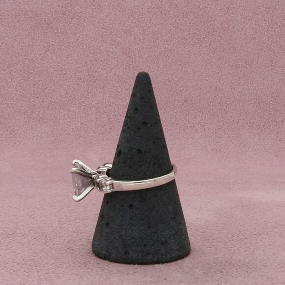 sterling silver princess-cut cz engagement ring size 8 - Picture 2 of 3